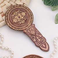 Зеркало, с ручкой, 15 см х 7,5 см, береста