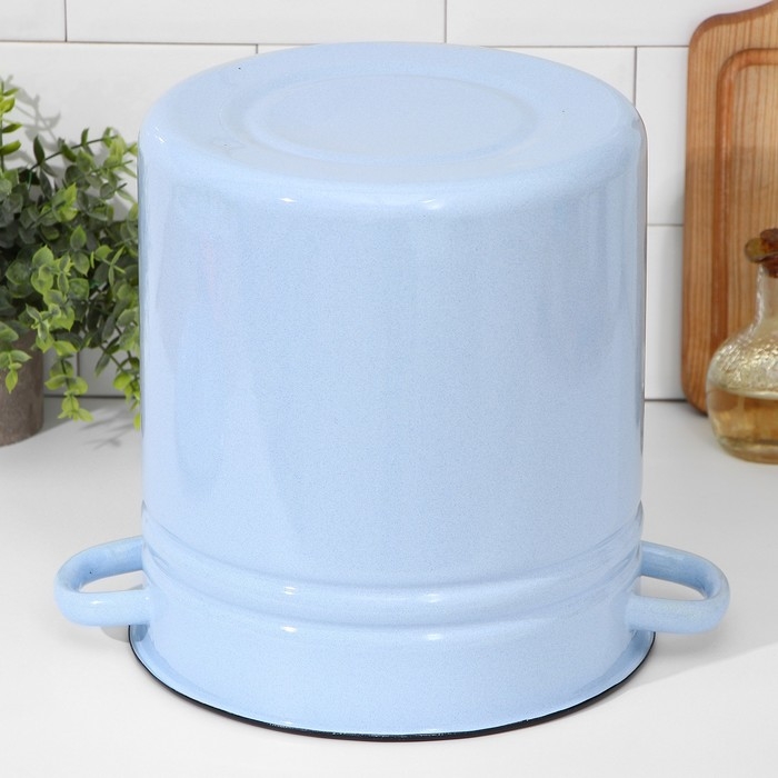 Кастрюля эмалированная, 12 л, металлическая крышка, индукция, цвет серо-голубой Кастрюля эмалированная, 12 л, металлическая крышка, индукция, цвет серо-голубой