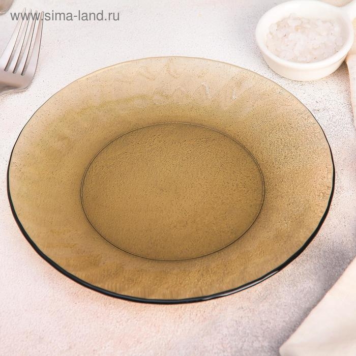 Тарелка стеклянная плоская Elica, d=20.5 см, цвет коричневый