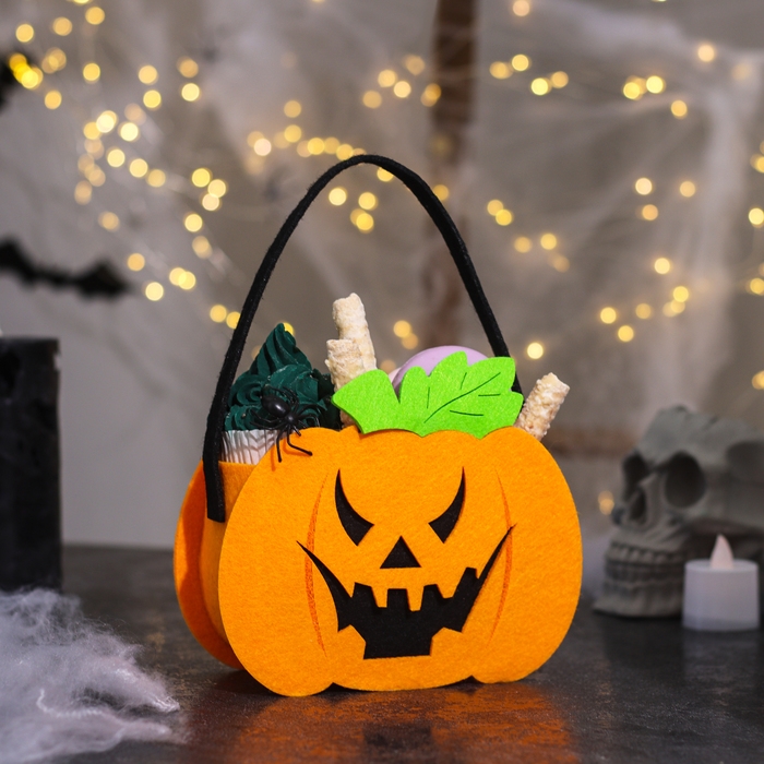 Корзинка декоративная &laquo;Тыква на Хэллоуин&raquo;, 6 &times; 15,5 &times; 19 см