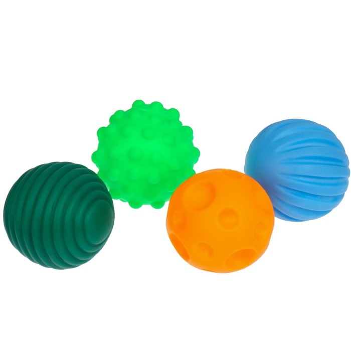 Подарочный набор развивающих тактильных мячиков &laquo;Волшебный чемоданчик&raquo;, 4 шт., новогодняя подарочная упаковка, Крошка Я