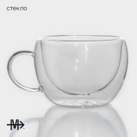 Кружка стеклянная с двойными стенками Magistro &laquo;Лиди. Дуо&raquo;, 200 мл, 12&times;9,5&times;6,5 см