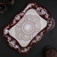 Поднос из нержавеющей стали &laquo;Бахмал&raquo;, 38&times;24,7 см, рисунок МИКС