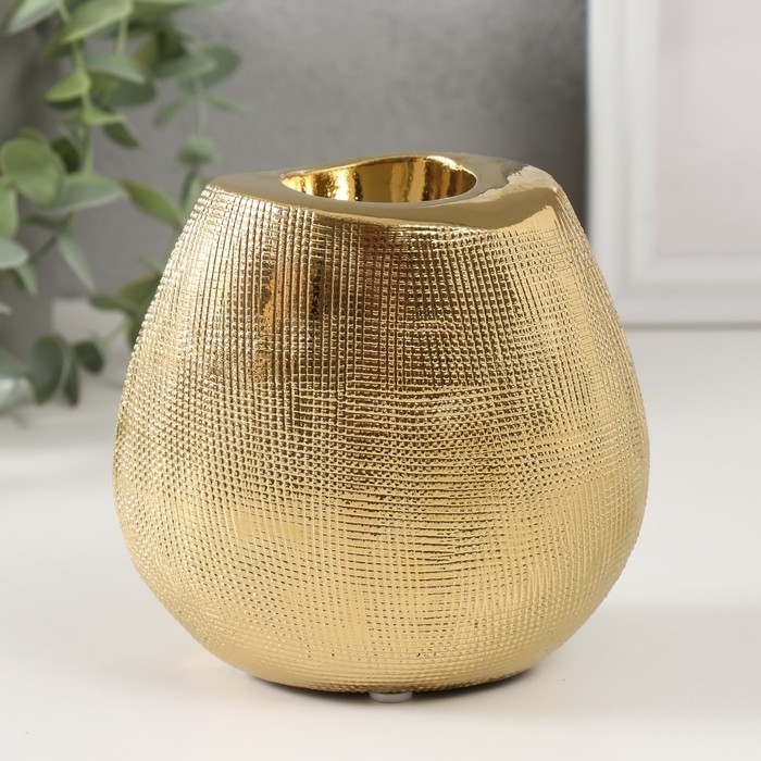 Подсвечник керамика на 1 свечу Подсвечник керамика на 1 свечу "Глория" d=4 см золото 12,5х8х12 см