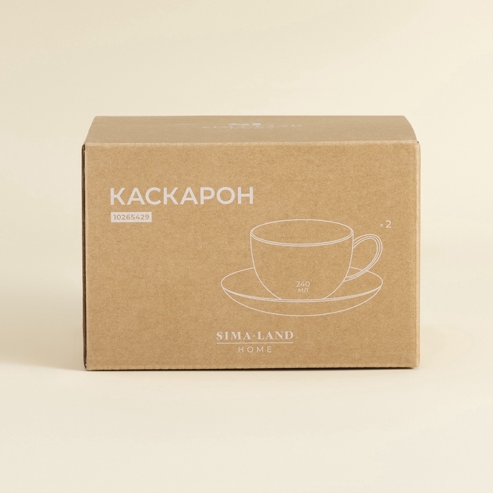 Чайные пары SL Home &laquo;Каскарон&raquo;, 240 мл, набор 2 шт, костяной фарфор, белые