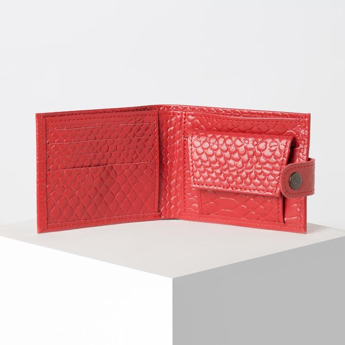 Кошелёк женский на кнопке, цвет красный