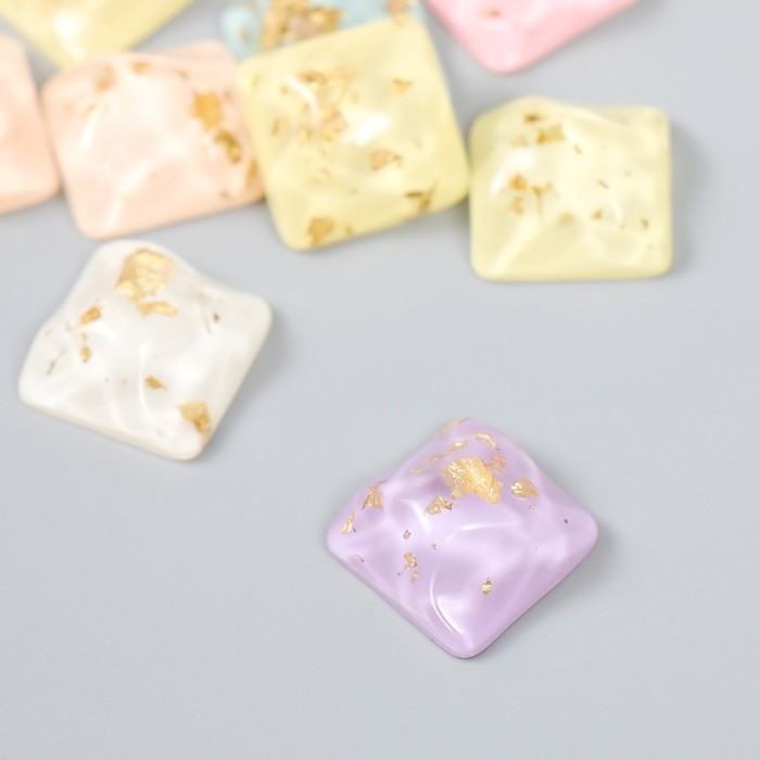 Декор для творчества пластик "Квадратики" фольга  набор 10 шт 1,6х1,6х0,7 см