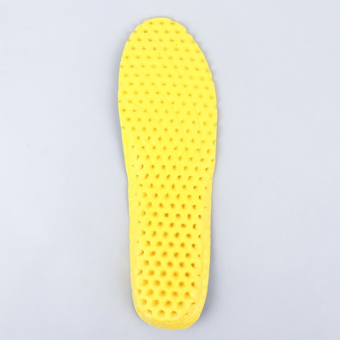 Стельки для обуви, влаговпитывающие, дышащие, р-р RU 39 (р-р Пр-ля 43), 25,5 см, пара, цвет чёрный/жёлтый