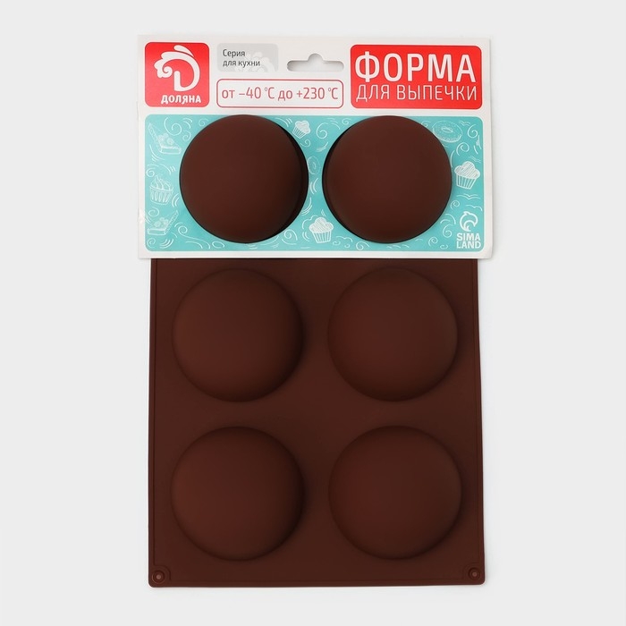 Форма для выпечки Доляна &laquo;Фигуры. Полусфера&raquo;, силикон, 27&times;18&times;3,5 см, 6 ячеек (7&times;7&times;3,5 см), цвет МИКС