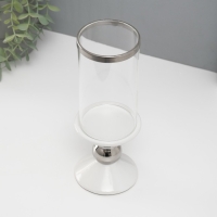 Подсвечник керамика, стекло на 1 свечу "Параллели" d=7,5 см белый с серебром 9,5х9,5х24 см Подсвечник керамика, стекло на 1 свечу "Параллели" d=7,5 см белый с серебром 9,5х9,5х24 см