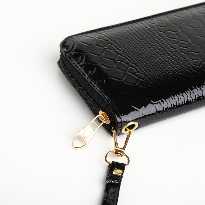 Кошелёк женский на молнии, цвет чёрный Кошелёк женский на молнии, цвет чёрный