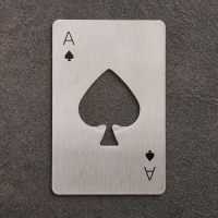 Карта-открывашка "Туз козырный", 8,5 х 5,5 см, серебристая Карта-открывашка "Туз козырный", 8,5 х 5,5 см, серебристая