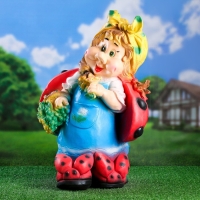 Садовая фигура "Гном девочка-божья коровка с виноградом" 44х21х64см