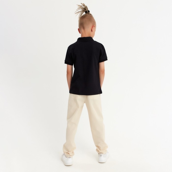 Футболка детская поло MINAKU: Basic line цвет черный, рост 110