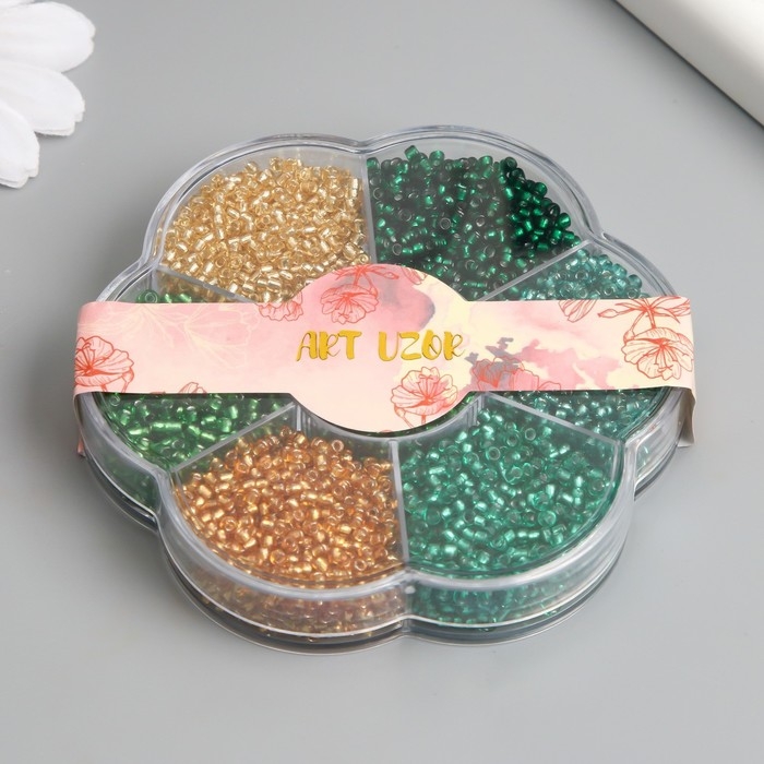 Бисер стекло 12/0 в цветке Бисер стекло 12/0 в цветке "Воздух" цветной прозрачный 7 цветов х 8 гр 8,2х8,2х2 см