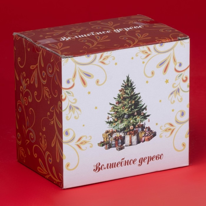 Новогодняя кружка для чая Доляна &laquo;Волшебное дерево&raquo;, 300 мл, фарфор, цвет белый