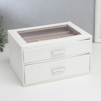 Шкатулка кожзам для украшений "Эльба. Два яруса" белая 25х18х14 см Шкатулка кожзам для украшений "Эльба. Два яруса" белая 25х18х14 см