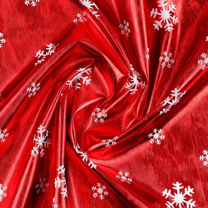 Лоскут для рукоделия &laquo;Белые снежинки&raquo;, красный, 100 &times; 150 см