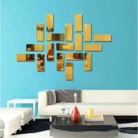 Наклейки интерьерные "Кирпичики", зеркальные, декор настенный, набор 18 шт, 15 х 6 см Наклейки интерьерные "Кирпичики", зеркальные, декор настенный, набор 18 шт, 15 х 6 см