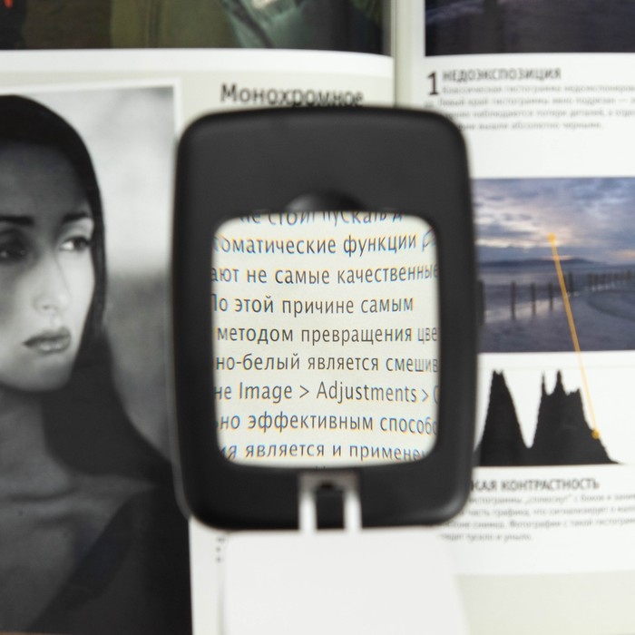 Настольная лампа с лупой 3х Настольная лампа с лупой 3х "Раскладушка" LED 5Вт 3000К USB бело-черный 9х6,5х25см RISALUX