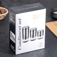 Набор банок стеклянных для сыпучих продуктов «Стиль», 3 предмета: 450/700/1000 мл, цвет серебряный Набор банок стеклянных для сыпучих продуктов «Стиль», 3 предмета: 450/700/1000 мл, цвет серебряный