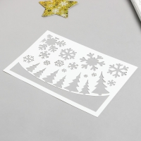 Трафарет пластиковый "Ёлочки, снежинки" 24х16 см Трафарет пластиковый "Ёлочки, снежинки" 24х16 см