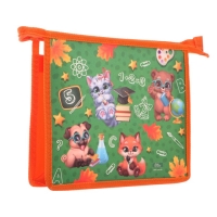 Папка для тетрадей А5, 230 х 190 х 50 мм, молния сверху, пластиковая, Calligrata "Зверята"
