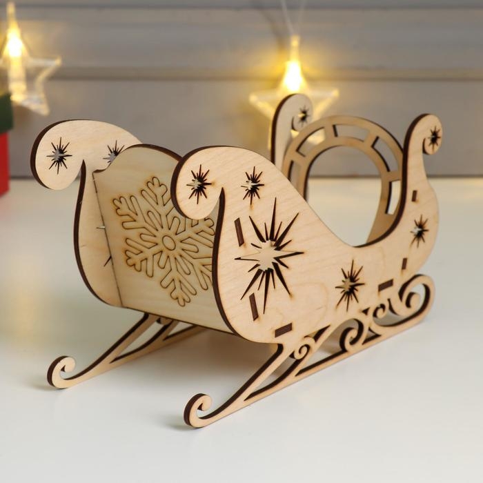 Шкатулка дерево Новогодние Сани Шкатулка дерево Новогодние Сани "Звезда" (набор 5 деталей) 20х12х8 см