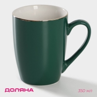 Кружка фарфоровая Доляна &laquo;Изумруд. Линия&raquo;, 350 мл, цвет зелёный