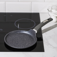 Сковорода блинная &laquo;Гранит&raquo;, d=20 см, пластиковая ручка, антипригарное покрытие, цвет серый