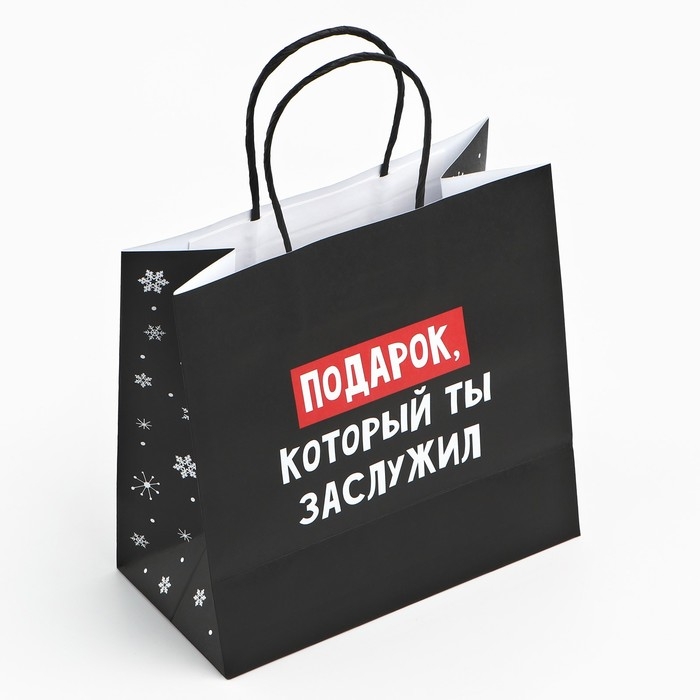 Пакет подарочный новогодний &laquo;Подарок, который ты заслужил&raquo;, 22 х 22 х 11 см