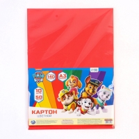 Картон цветной тонированный, А3, 50 листов, 10 цветов, немелованный, двусторонний, в пакете, 140 г/м&sup2;, Щенячий патруль