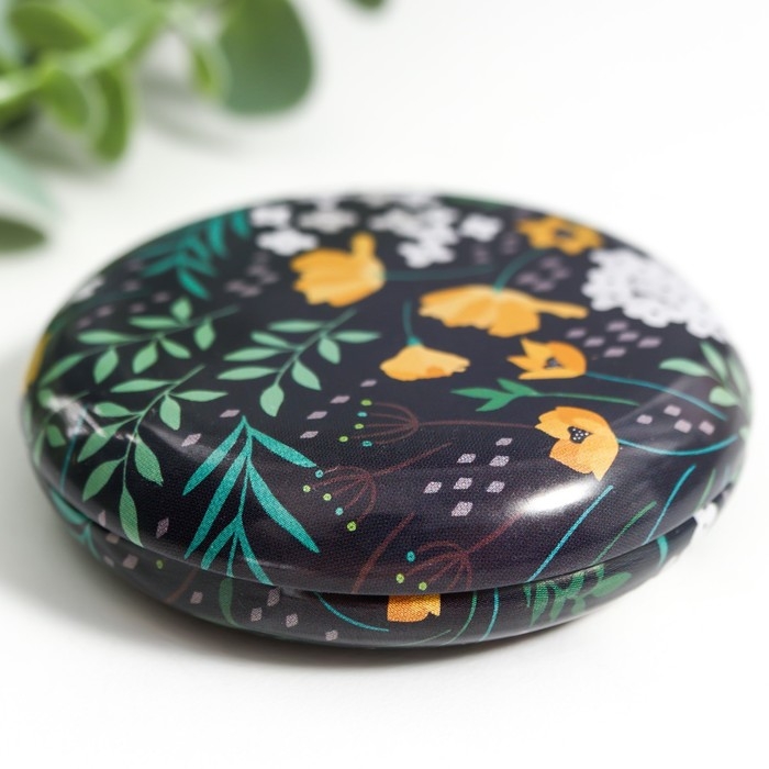 Шкатулка металл круглая Шкатулка металл круглая "Цветы и листья" фасовка 12 шт 1,8х7х7 см