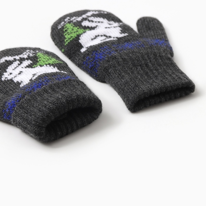 Новый год. Варежки двойные детские Новый год. Варежки двойные детские "Зайчик", цвет серый, р-р 14