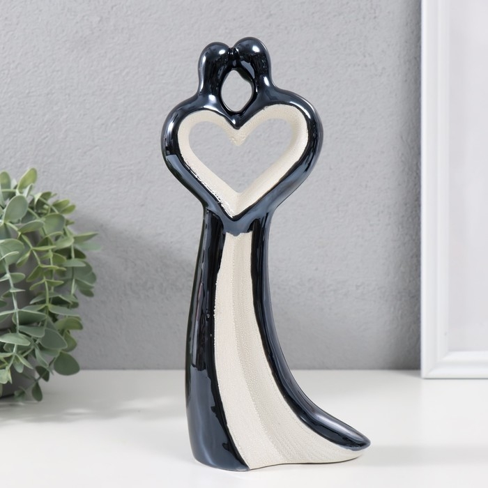 Сувенир керамика "Одна любовь на двоих" чёрно-белый 24х11,5х5,5 см