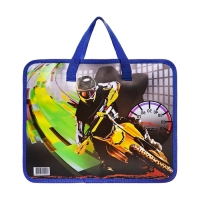 Папка с ручками пластиковая, А4, Мотоциклист Папка с ручками пластиковая, А4, Мотоциклист