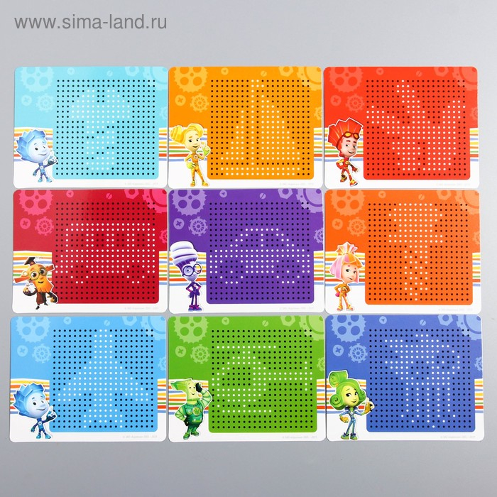 Планшет обучающий "Магнитное рисование" ФИКСИКИ, 380 отверстий, 10 карточек