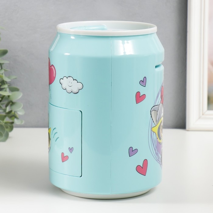 Копилка пластик Копилка пластик "Банка. Енотик" кодовый замок, звук АА голубой 15х21 см