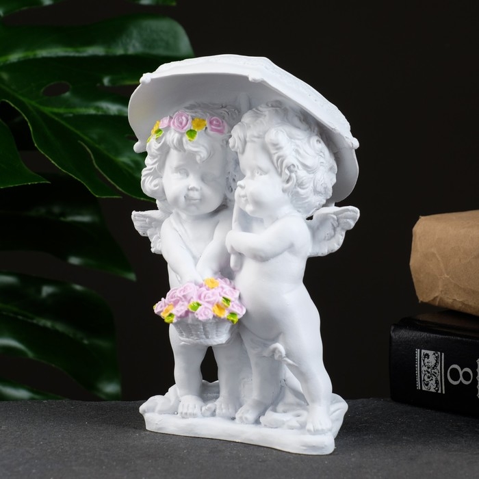 Фигура Фигура "Ангелочки под зонтом" белый 9х11х15см