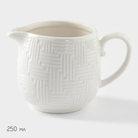 Набор фарфоровый сервировочный BellaTenero, 4 предмета: молочник 250 мл, сахарница с крышкой 250 мл, ложка, бамбуковая подставка, цвет белый