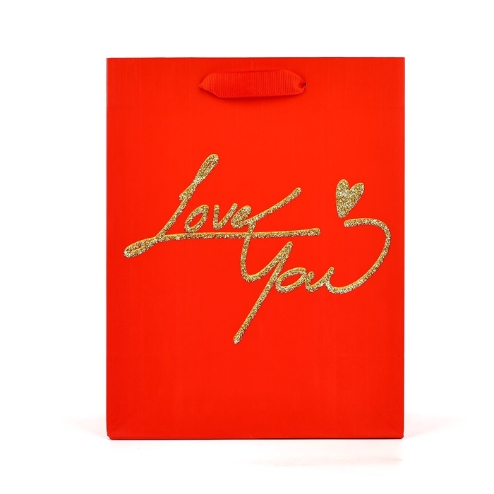Пакет ламинированный вертикальный &laquo;Люблю тебя&raquo;, глиттер, MS, 18 &times; 23 &times; 10 см