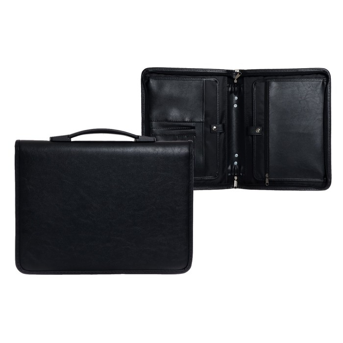 Папка деловая, искусственная кожа, для бумаг, 370 х 275 х 50 мм, с ручкой-трансформер, 3Д54 Папка деловая, искусственная кожа, для бумаг, 370 х 275 х 50 мм, с ручкой-трансформер, 3Д54 "Люкс", черная