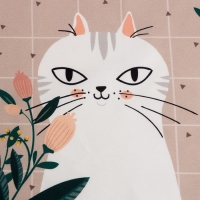 Полотенце Этель "Белая кошечка" 40х73 см, саржа, 100% хл, 190 г/м2 Полотенце Этель "Белая кошечка" 40х73 см, саржа, 100% хл, 190 г/м2