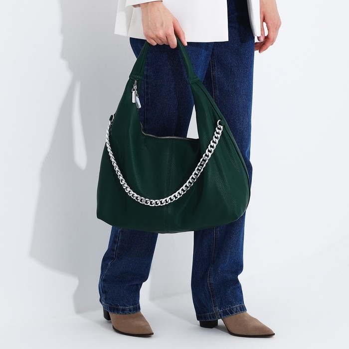 Сумка-мешок на молнии, наружный карман, цвет зелёный Сумка-мешок на молнии, наружный карман, цвет зелёный