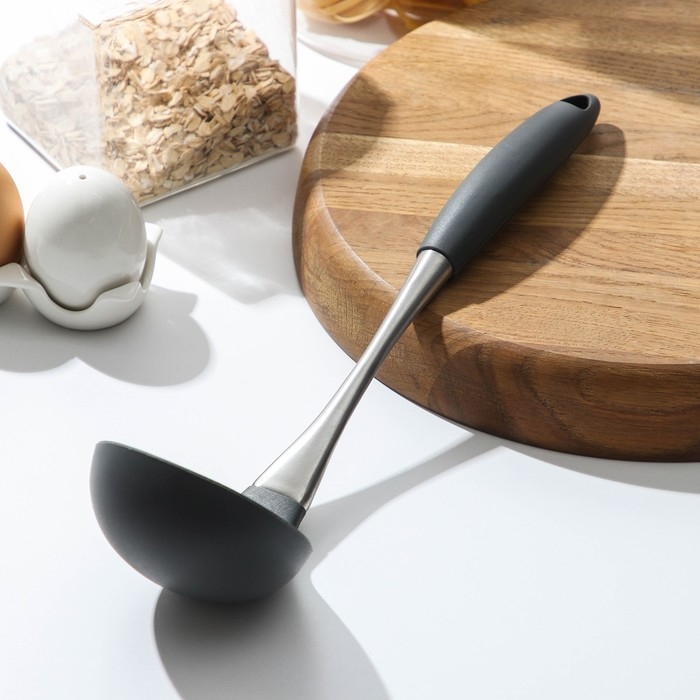 Половник Доляна «Дождь», 32 см, 100 мл, цвет серый Половник Доляна «Дождь», 32 см, 100 мл, цвет серый