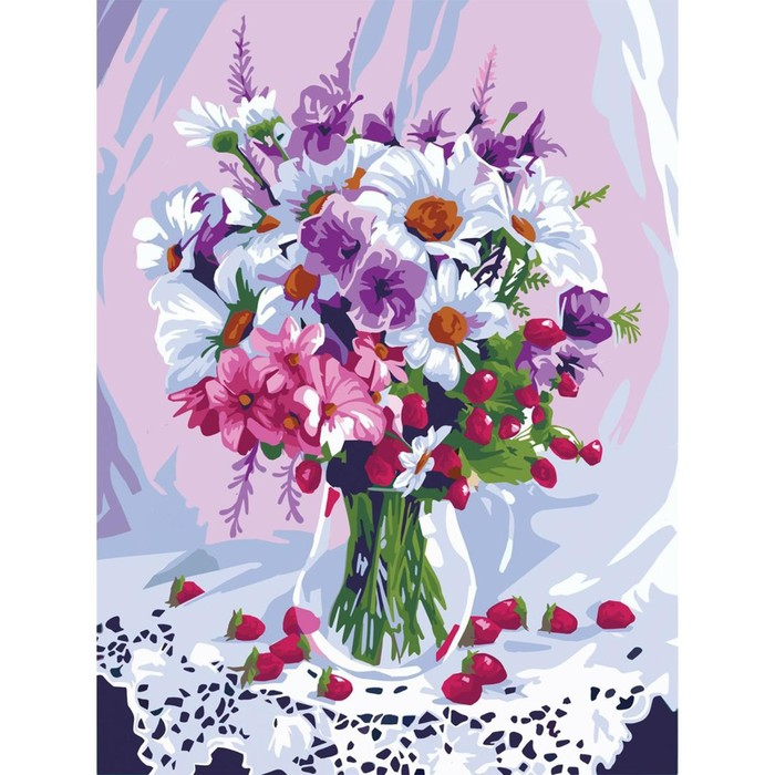 Алмазная мозаика с полным заполнением на холсте &laquo;Букет&raquo;, 30 х 40 см