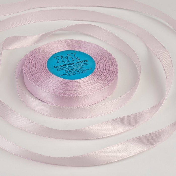 Лента атласная, 12 мм × 33 ± 2 м, цвет сиреневый Лента атласная, 12 мм × 33 ± 2 м, цвет сиреневый