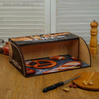 Хлебница деревянная "Батон, нарезка", цветная, 38х26х14 см