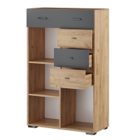 Комод Дублин, 800х376х1284, Гикори рокфорд/Графит серый