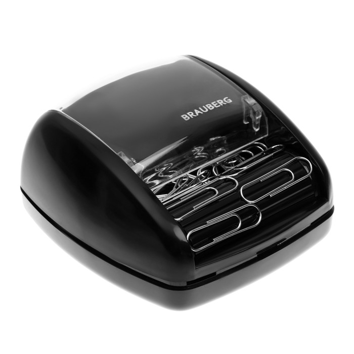 Скрепочница магнитная с 30 скрепками, роликовый механизм подачи, чёрная Скрепочница магнитная с 30 скрепками, роликовый механизм подачи, чёрная